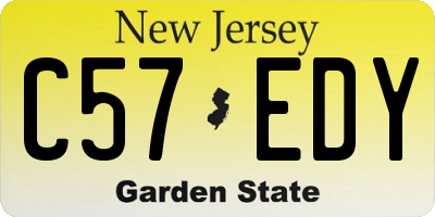 NJ license plate C57EDY