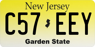 NJ license plate C57EEY