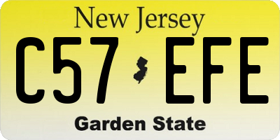 NJ license plate C57EFE