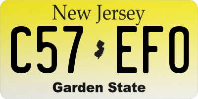 NJ license plate C57EFO