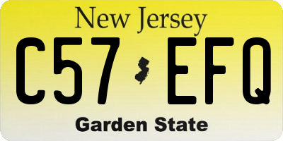 NJ license plate C57EFQ