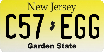 NJ license plate C57EGG