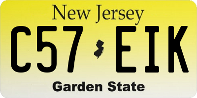 NJ license plate C57EIK
