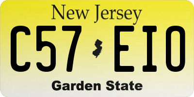 NJ license plate C57EIO