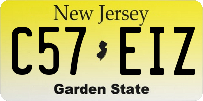 NJ license plate C57EIZ
