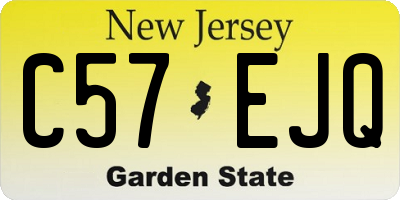 NJ license plate C57EJQ