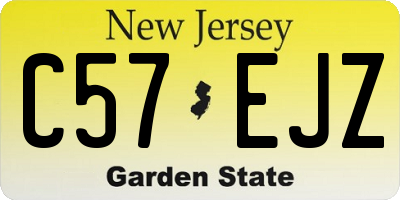 NJ license plate C57EJZ