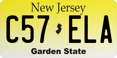 NJ license plate C57ELA