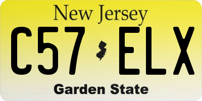 NJ license plate C57ELX