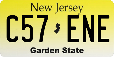 NJ license plate C57ENE