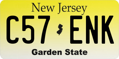 NJ license plate C57ENK