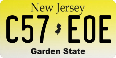NJ license plate C57EOE