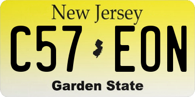 NJ license plate C57EON