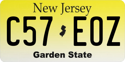 NJ license plate C57EOZ