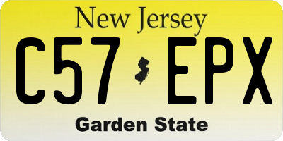 NJ license plate C57EPX