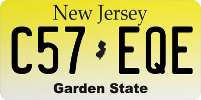 NJ license plate C57EQE