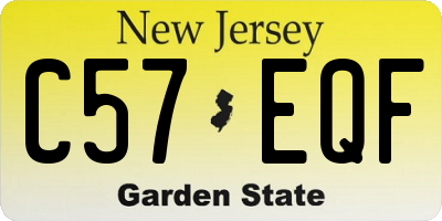 NJ license plate C57EQF
