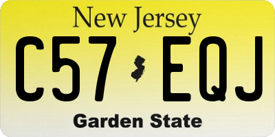NJ license plate C57EQJ