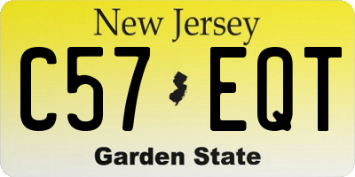 NJ license plate C57EQT