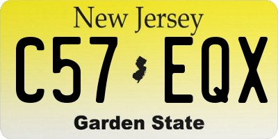 NJ license plate C57EQX
