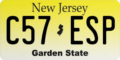 NJ license plate C57ESP