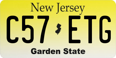 NJ license plate C57ETG