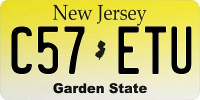 NJ license plate C57ETU