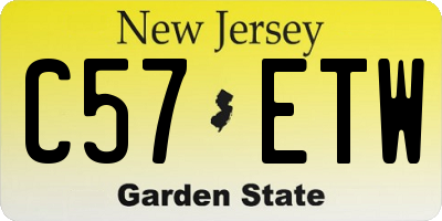 NJ license plate C57ETW