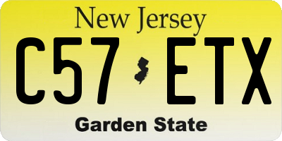 NJ license plate C57ETX