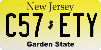 NJ license plate C57ETY