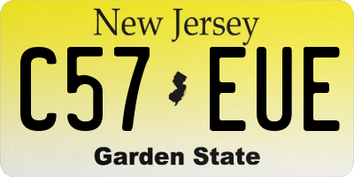 NJ license plate C57EUE