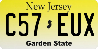 NJ license plate C57EUX