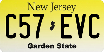 NJ license plate C57EVC