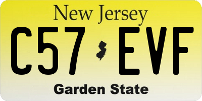 NJ license plate C57EVF