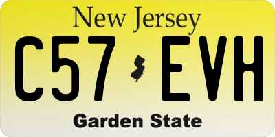 NJ license plate C57EVH