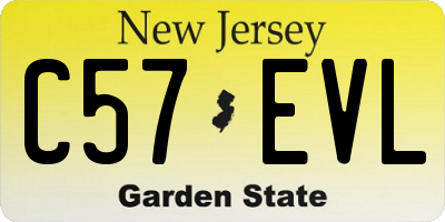 NJ license plate C57EVL