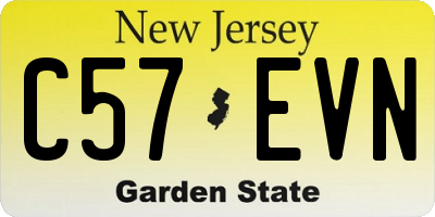 NJ license plate C57EVN