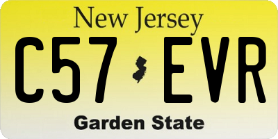 NJ license plate C57EVR