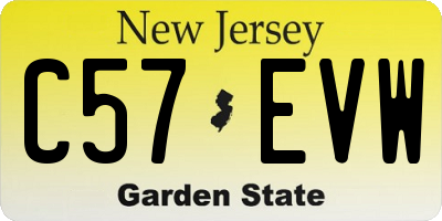 NJ license plate C57EVW