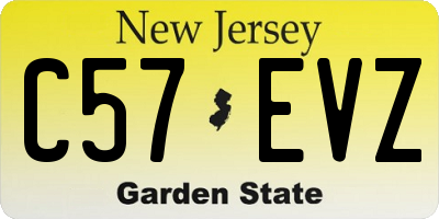 NJ license plate C57EVZ