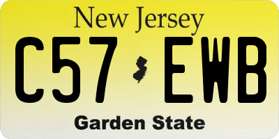 NJ license plate C57EWB