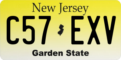 NJ license plate C57EXV
