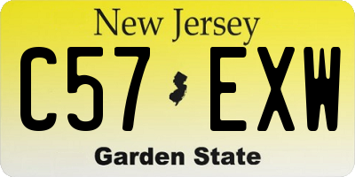 NJ license plate C57EXW