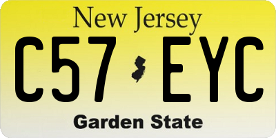 NJ license plate C57EYC