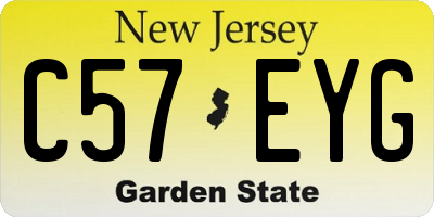 NJ license plate C57EYG