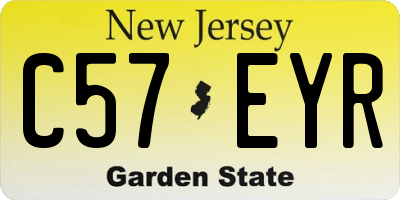 NJ license plate C57EYR