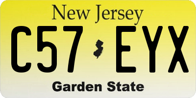 NJ license plate C57EYX