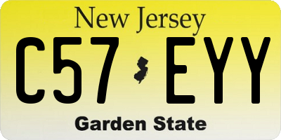 NJ license plate C57EYY