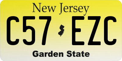 NJ license plate C57EZC