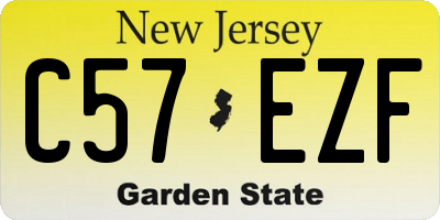 NJ license plate C57EZF